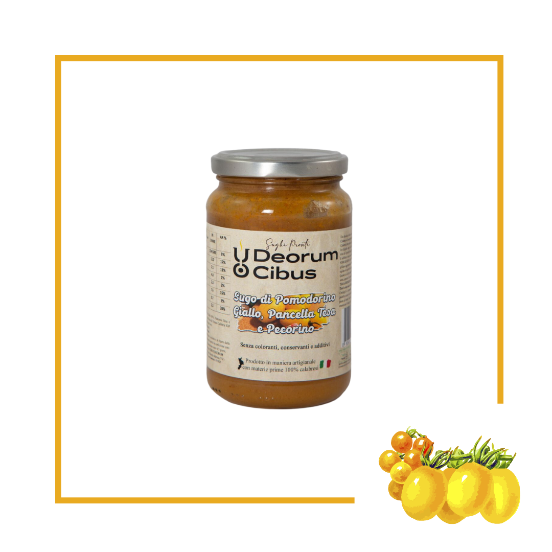 Sugo pronto di pomodorino giallo con pecorino e pancetta - Deorum Cibus - 370 ml